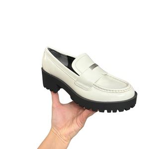 Calvin Klein KC Marli White Faux Leather Loafers Lug Sole Size 6M
